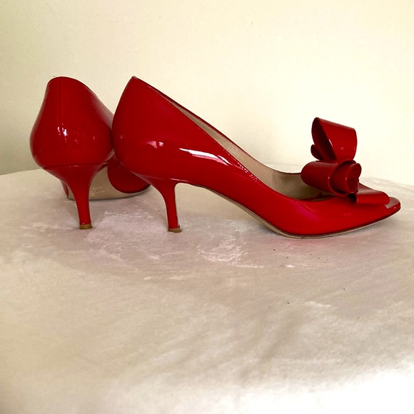 Valentino Garavani Red ❤️ Bow Size 37 Kitten Heels - Picture 3 of 4